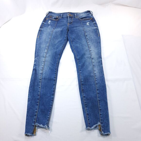 True Religion Jennie Curvy Skinny Denim Button Zip Jeans Womens Size 26 Blue - Picture 2 of 9